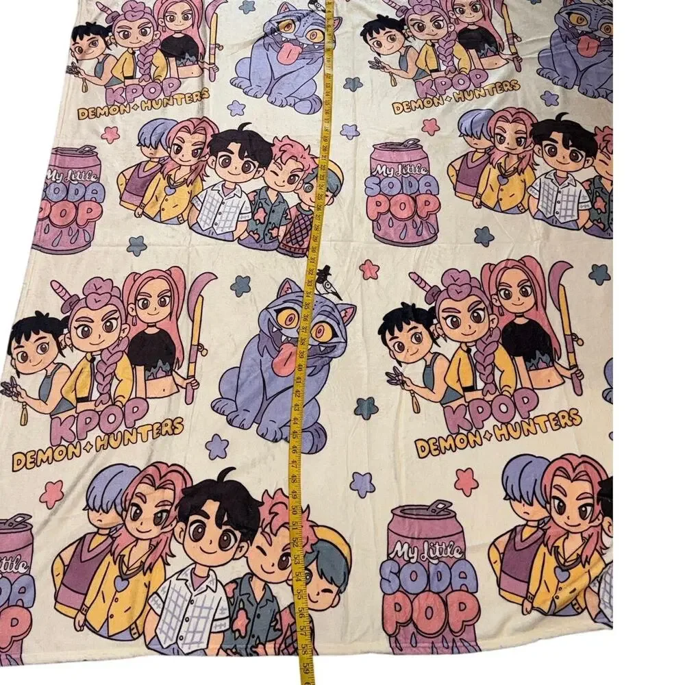 KPop Demon Hunters Fleece Throw Blanket My Little Soda Pop Plush NWOT Soft Rumi
